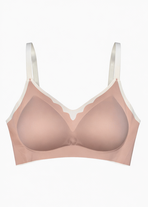 Women's Ultra-Soft Seamless Comfort Bra – Wireless Scalloped Edge Bralette with Removable Padding