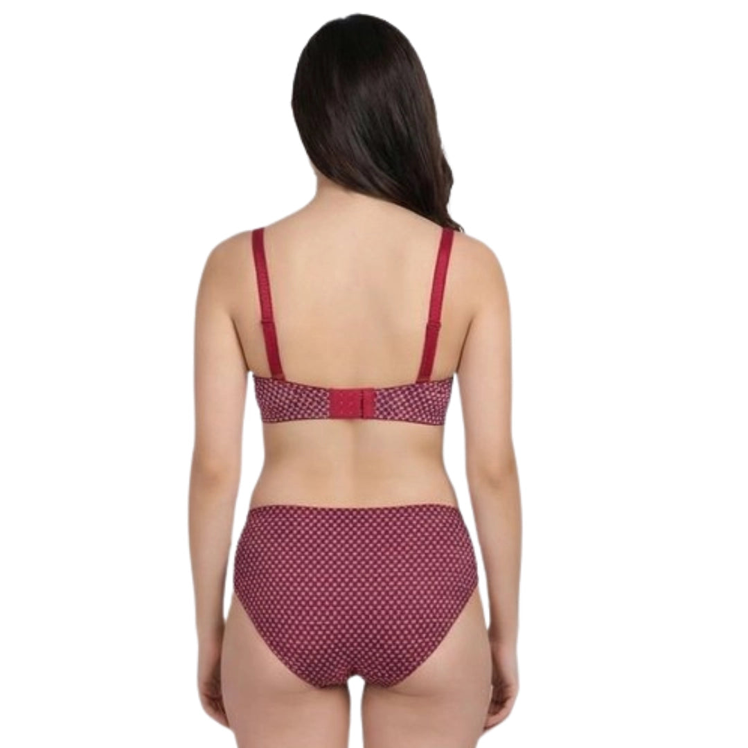 Women’s Printed Padded Bra & Panty Set – Comfortable Everyday Lingerie (Multiple Colors)