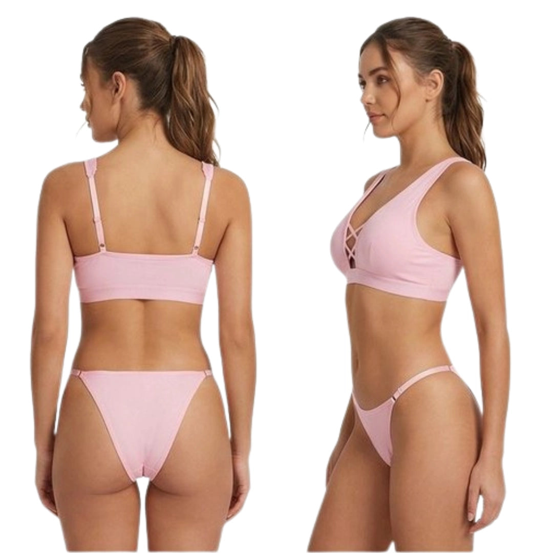 Women’s Criss-Cross Front Bralette Set – Stylish Wire-Free Lingerie (Multiple Colors)