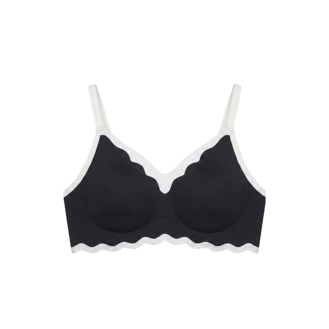 Women's Ultra-Soft Seamless Comfort Bra – Wireless Scalloped Edge Bralette with Removable Padding