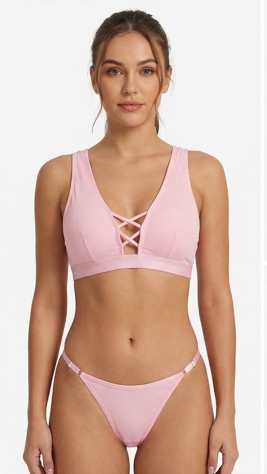 Women’s Criss-Cross Front Bralette Set – Stylish Wire-Free Lingerie (Multiple Colors)