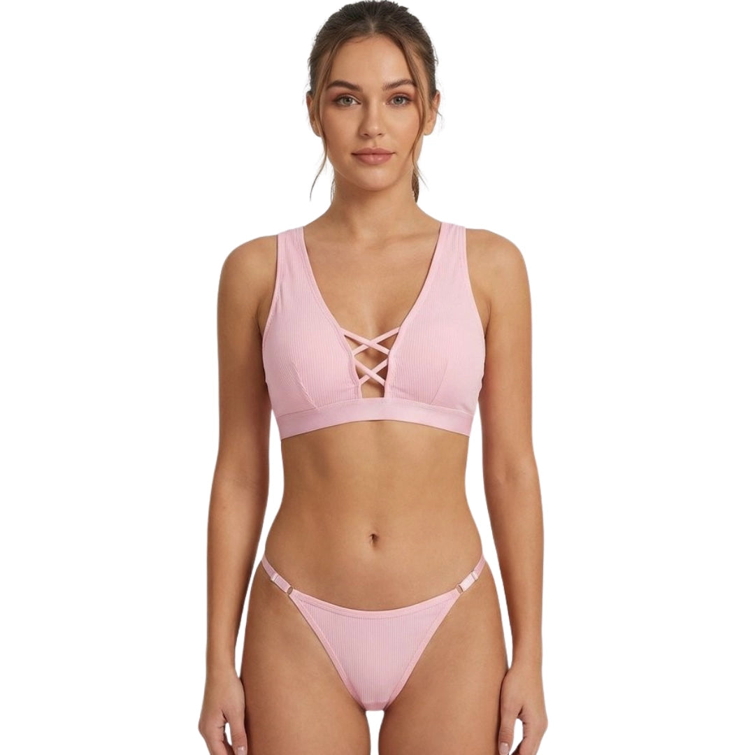 Women’s Criss-Cross Front Bralette Set – Stylish Wire-Free Lingerie (Multiple Colors)