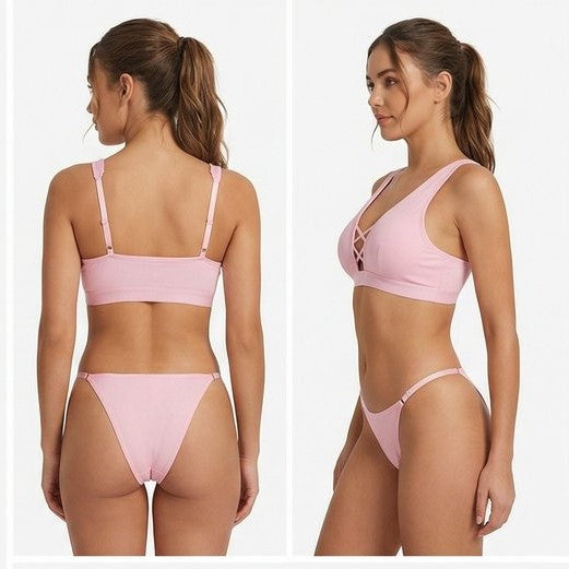 Women’s Criss-Cross Front Bralette Set – Stylish Wire-Free Lingerie (Multiple Colors)