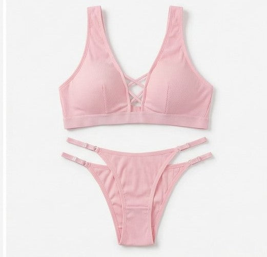 Women’s Criss-Cross Front Bralette Set – Stylish Wire-Free Lingerie (Multiple Colors)