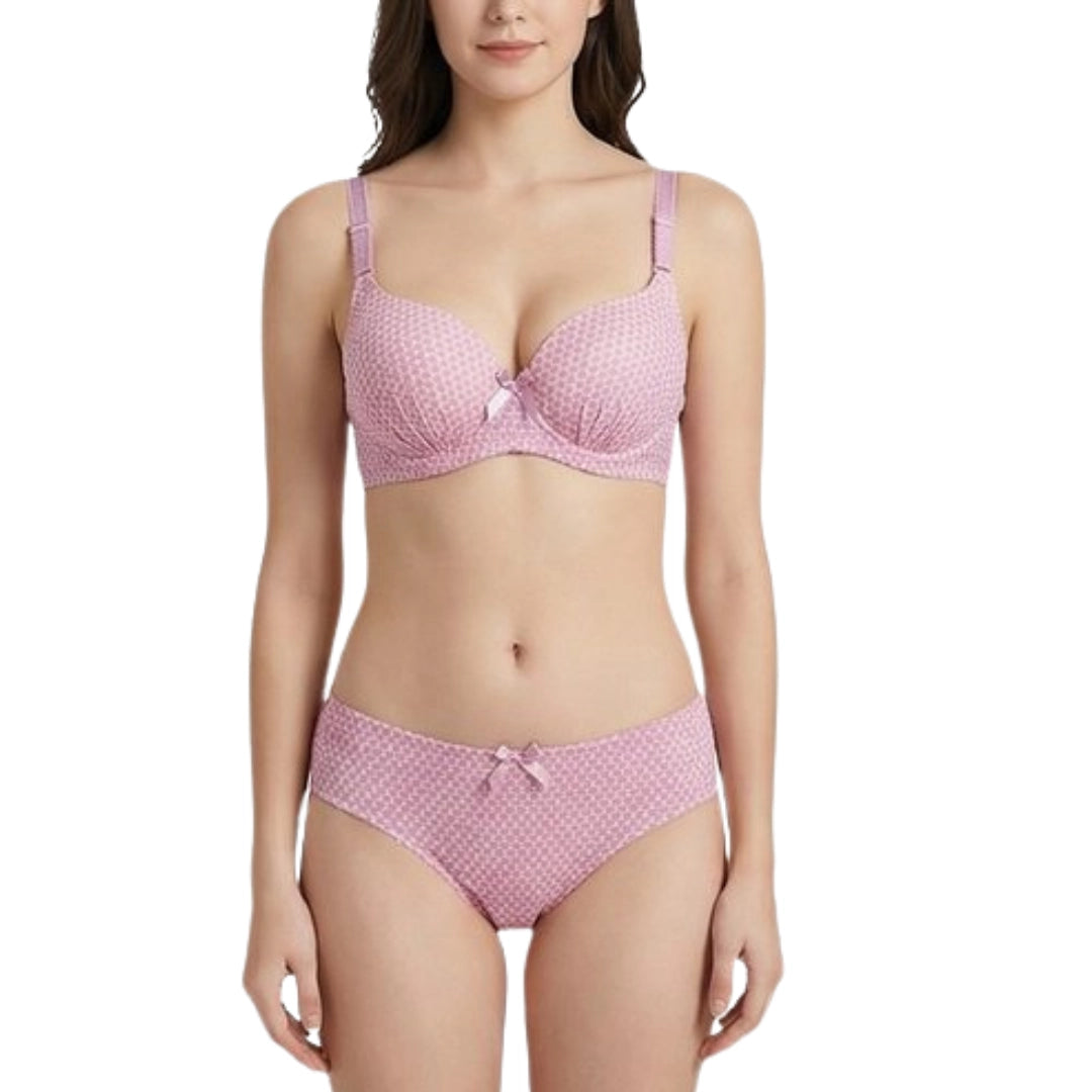 Women’s Printed Padded Bra & Panty Set – Comfortable Everyday Lingerie (Multiple Colors)
