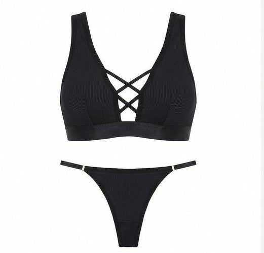 Women’s Criss-Cross Front Bralette Set – Stylish Wire-Free Lingerie (Multiple Colors)