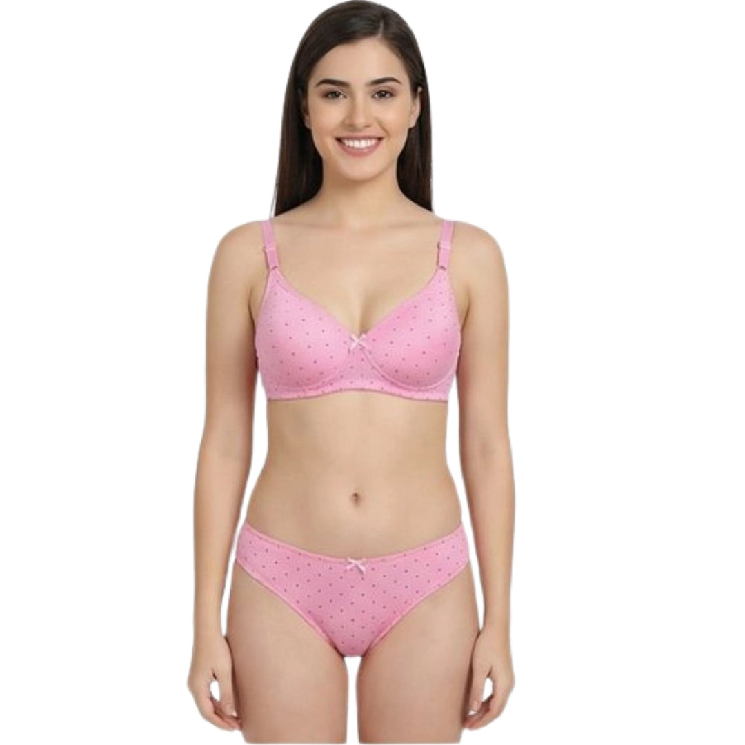 Women’s Printed Padded Bra & Panty Set – Comfortable Everyday Lingerie (Multiple Colors)