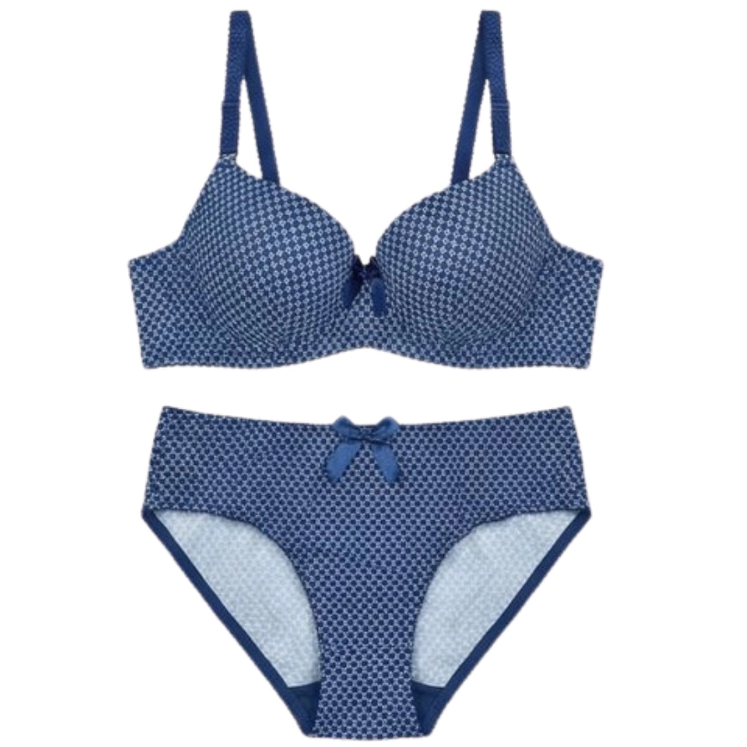 Women’s Printed Padded Bra & Panty Set – Comfortable Everyday Lingerie (Multiple Colors)