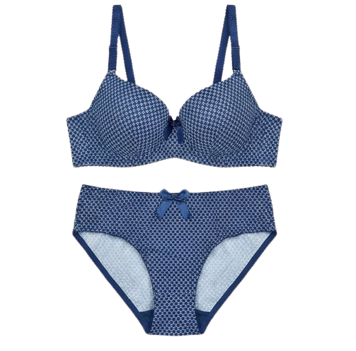 Women’s Printed Padded Bra & Panty Set – Comfortable Everyday Lingerie (Multiple Colors)