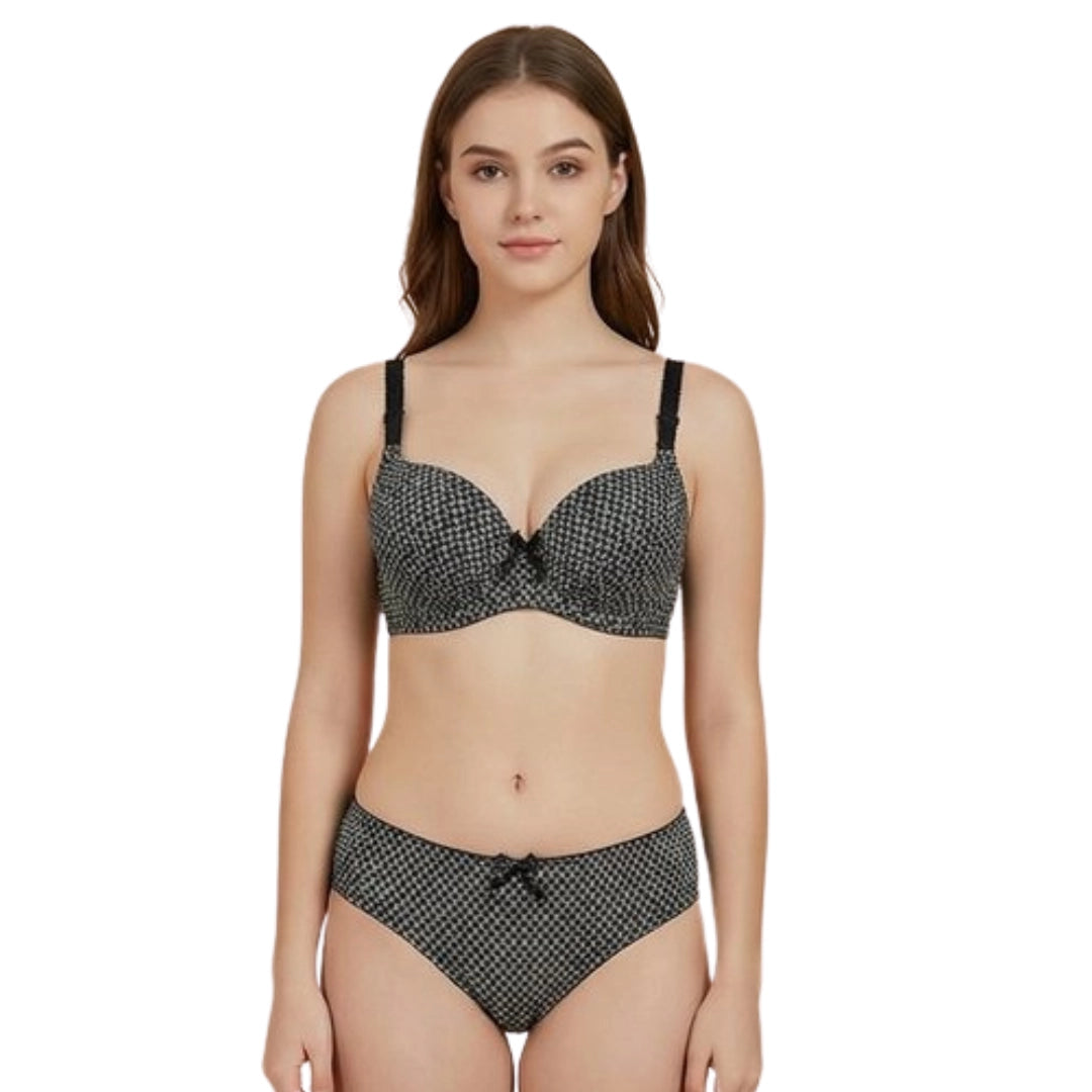 Women’s Printed Padded Bra & Panty Set – Comfortable Everyday Lingerie (Multiple Colors)