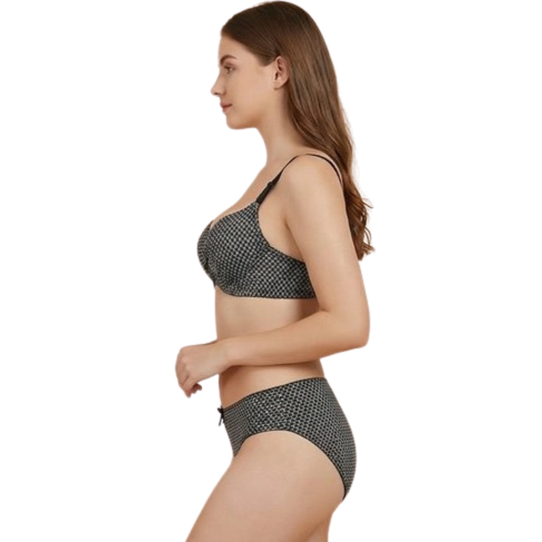 Women’s Printed Padded Bra & Panty Set – Comfortable Everyday Lingerie (Multiple Colors)