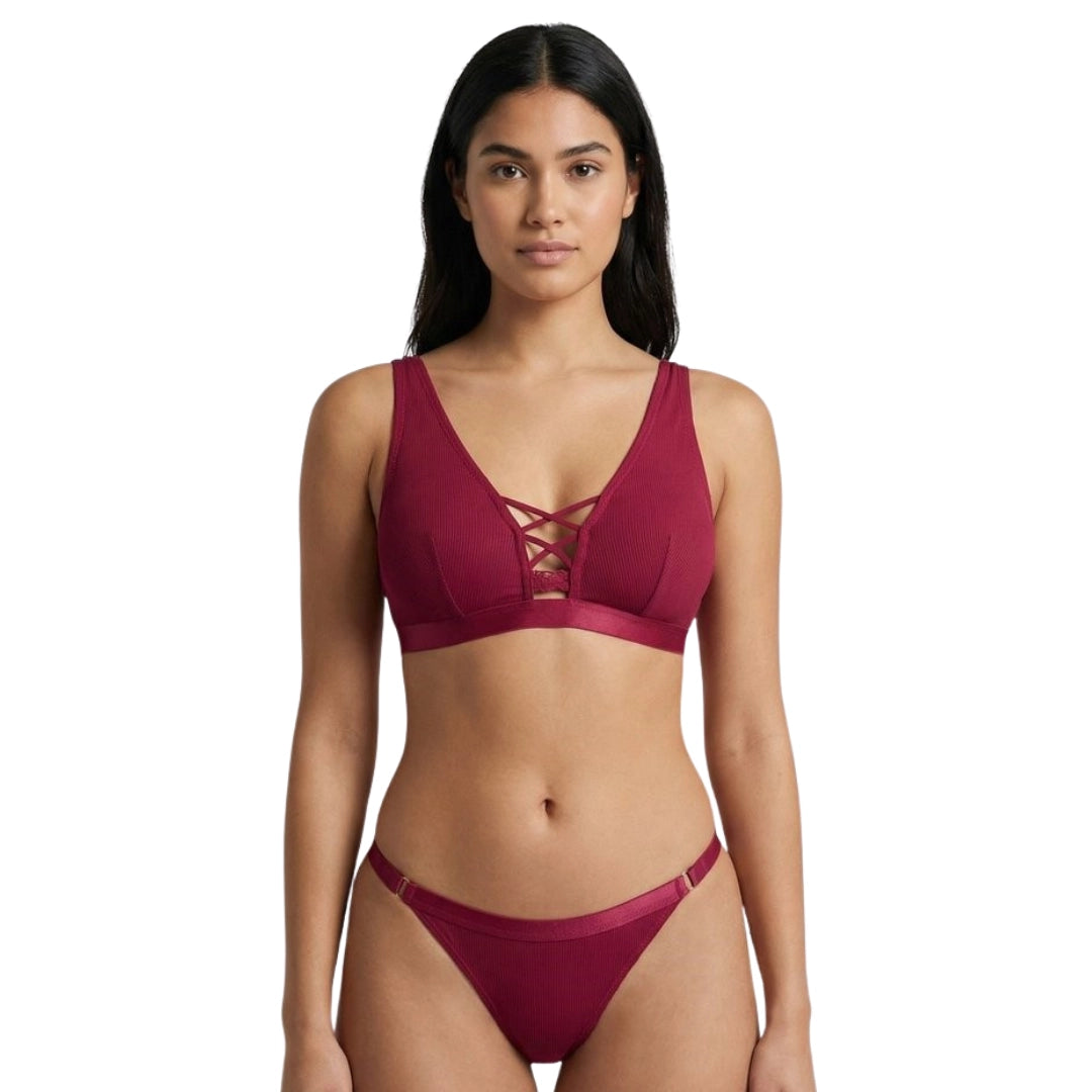 Women’s Criss-Cross Front Bralette Set – Stylish Wire-Free Lingerie (Multiple Colors)
