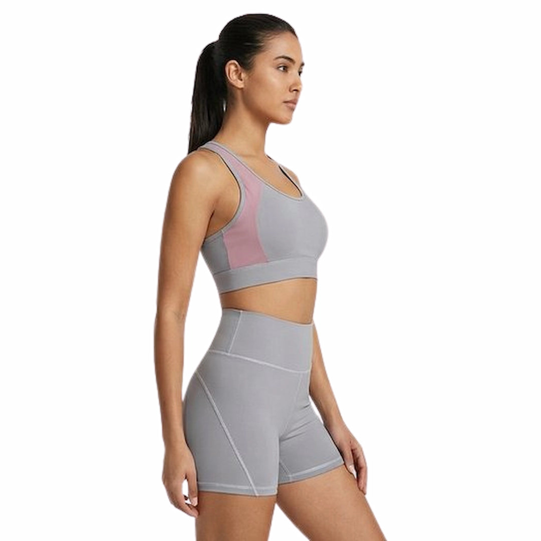 Genazy Wear Pro-Active 2-Piece Workout Set – High-Impact Sports Bra & Scrunch-Butt Biker Shorts (Removable Soft Pads)
