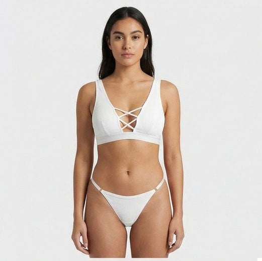 Women’s Criss-Cross Front Bralette Set – Stylish Wire-Free Lingerie (Multiple Colors)