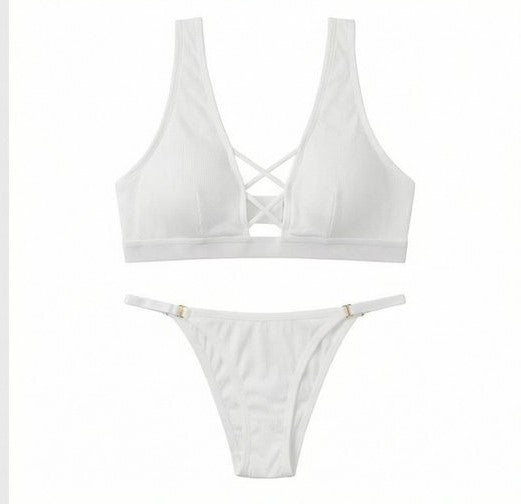 Women’s Criss-Cross Front Bralette Set – Stylish Wire-Free Lingerie (Multiple Colors)