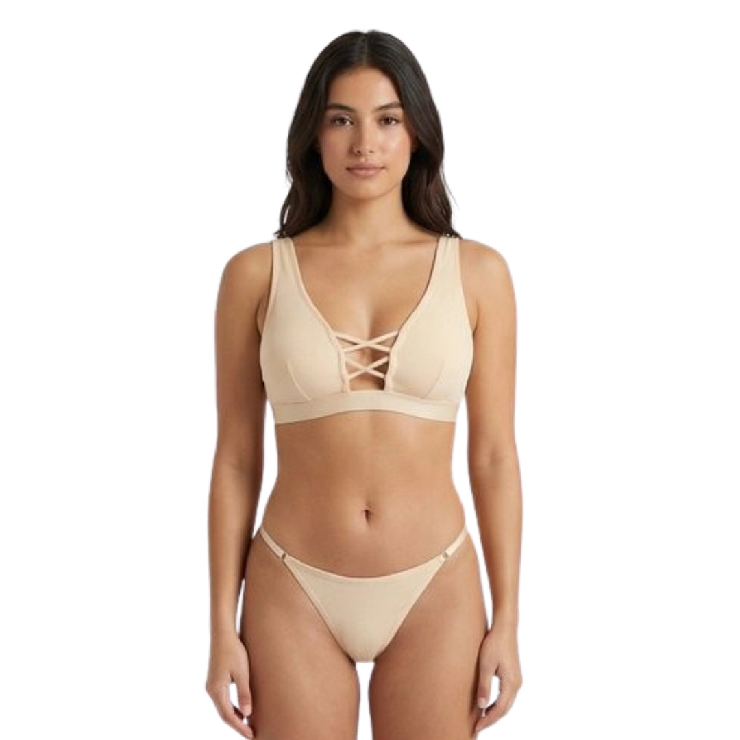 Women’s Criss-Cross Front Bralette Set – Stylish Wire-Free Lingerie (Multiple Colors)