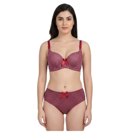 Women’s Printed Padded Bra & Panty Set – Comfortable Everyday Lingerie (Multiple Colors)