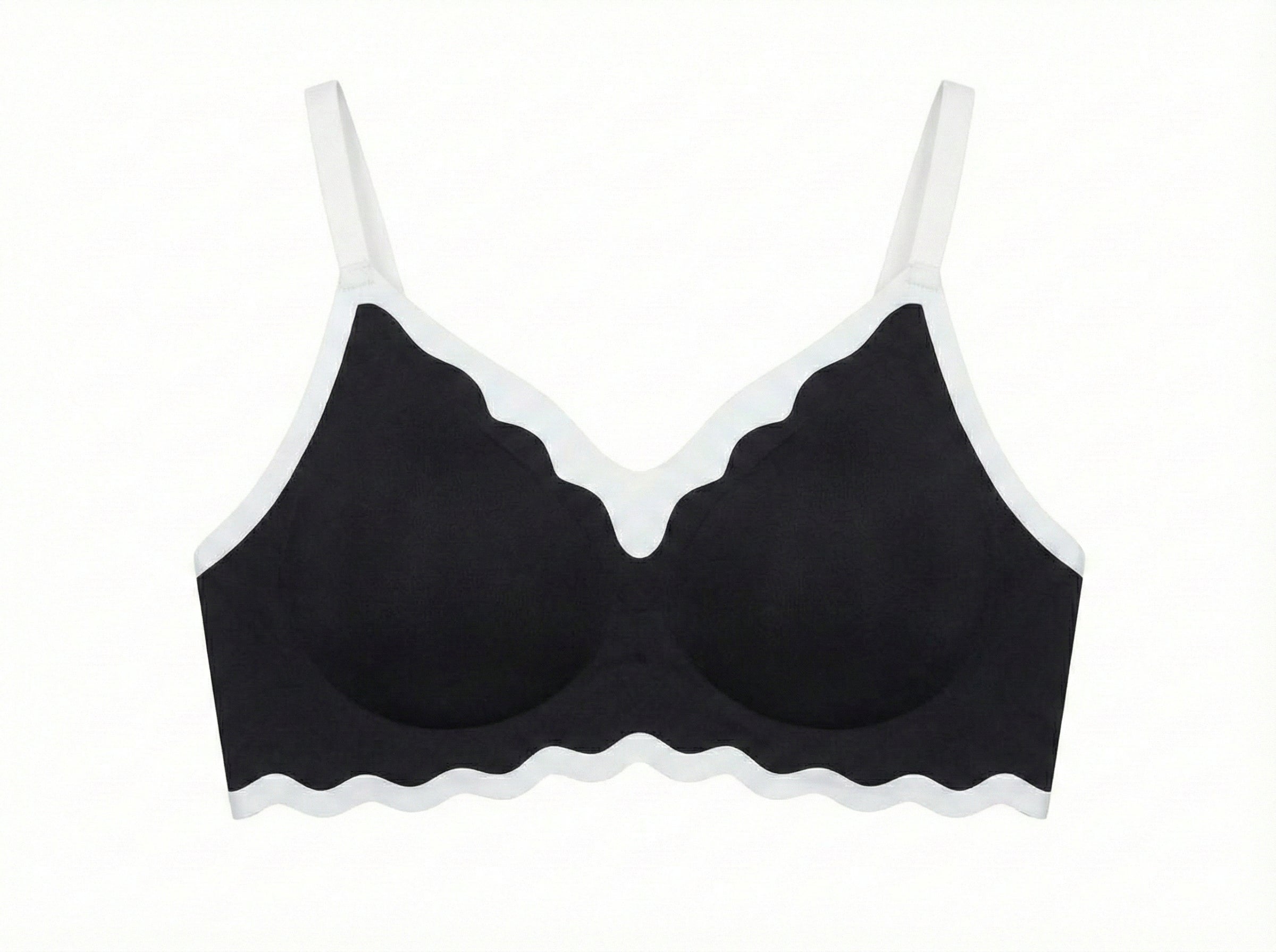 Women's Ultra-Soft Seamless Comfort Bra – Wireless Scalloped Edge Bralette with Removable Padding