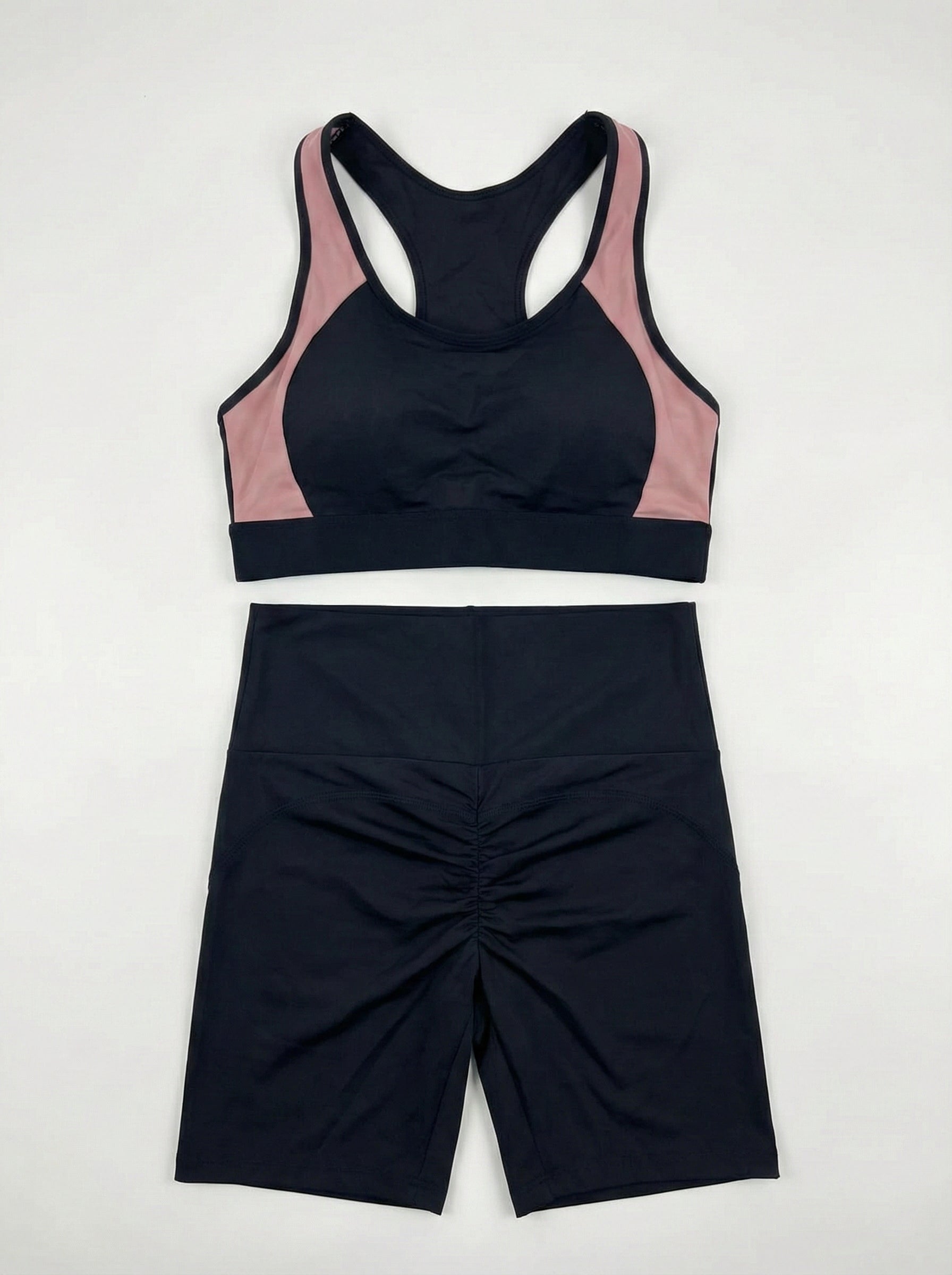 Genazy Wear Pro-Active 2-Piece Workout Set – High-Impact Sports Bra & Scrunch-Butt Biker Shorts (Removable Soft Pads)