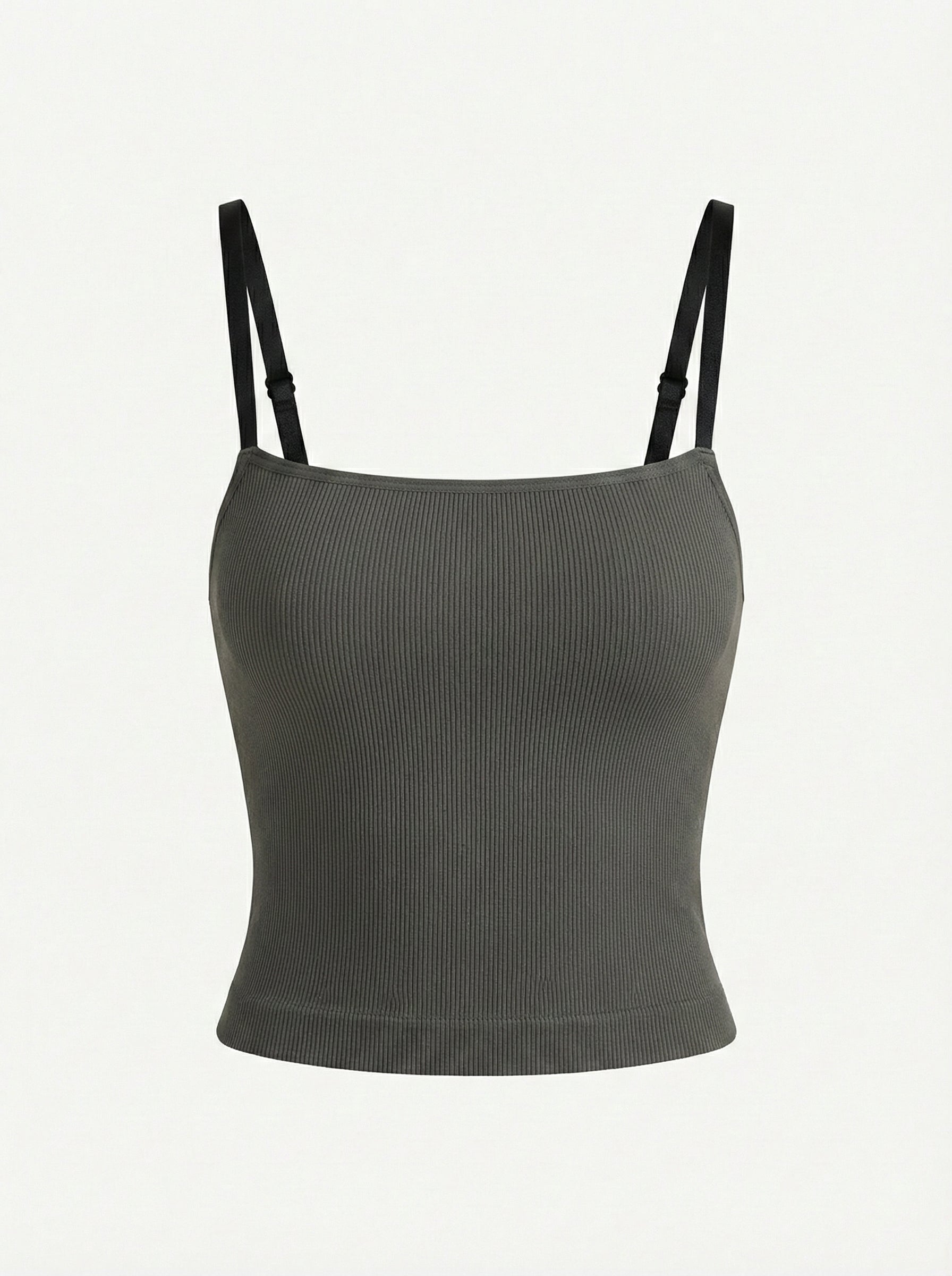 b8Women’s Seamless Ribbed Padded Camisole – Sage Green Stretchable Tank Top with Adjustable Straps (Removable Soft Pads)