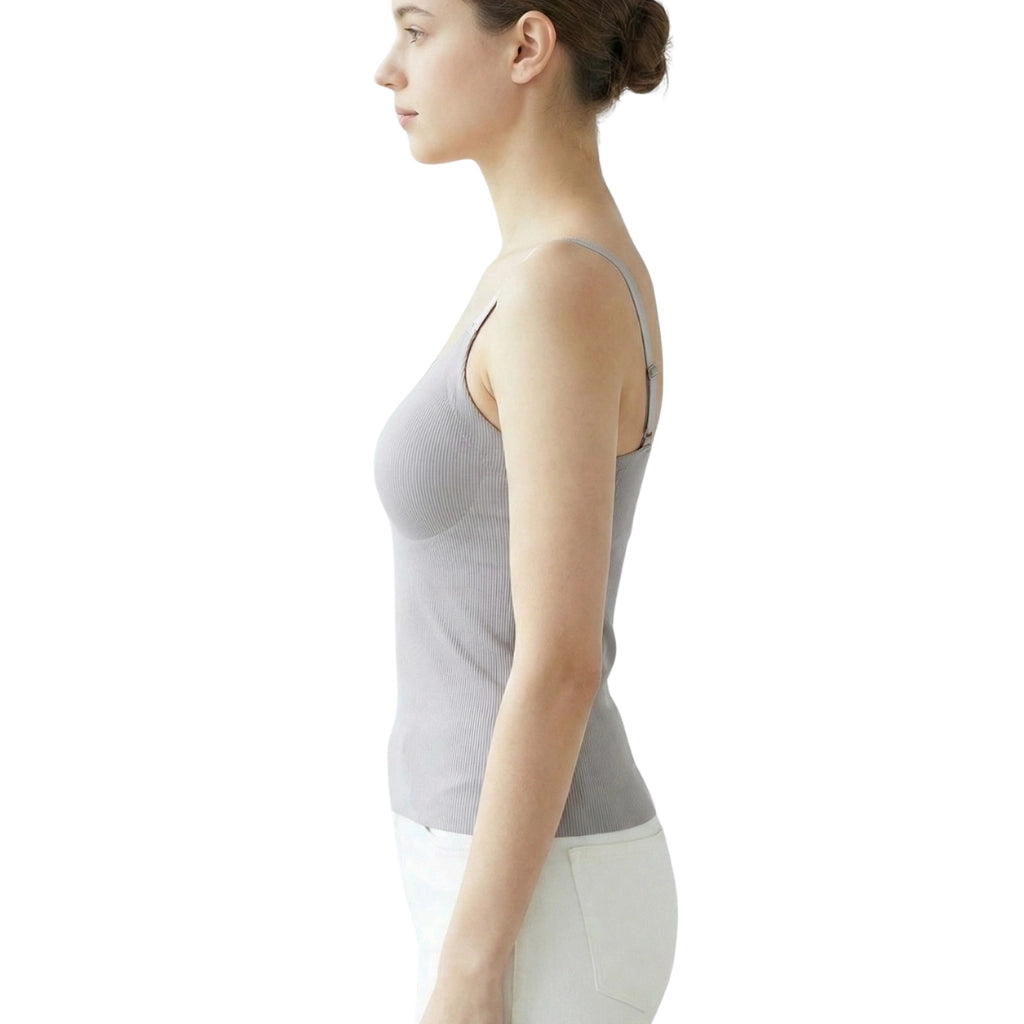 b8Women’s Seamless Ribbed Padded Camisole – Sage Green Stretchable Tank Top with Adjustable Straps (Removable Soft Pads)