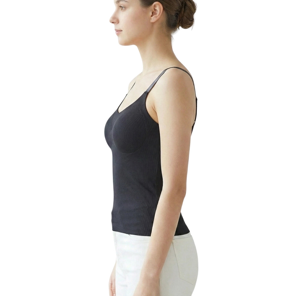 b8Women’s Seamless Ribbed Padded Camisole – Sage Green Stretchable Tank Top with Adjustable Straps (Removable Soft Pads)