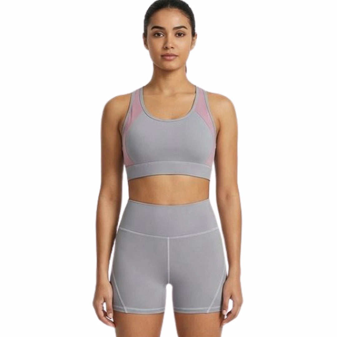 Genazy Wear Pro-Active 2-Piece Workout Set – High-Impact Sports Bra & Scrunch-Butt Biker Shorts (Removable Soft Pads)