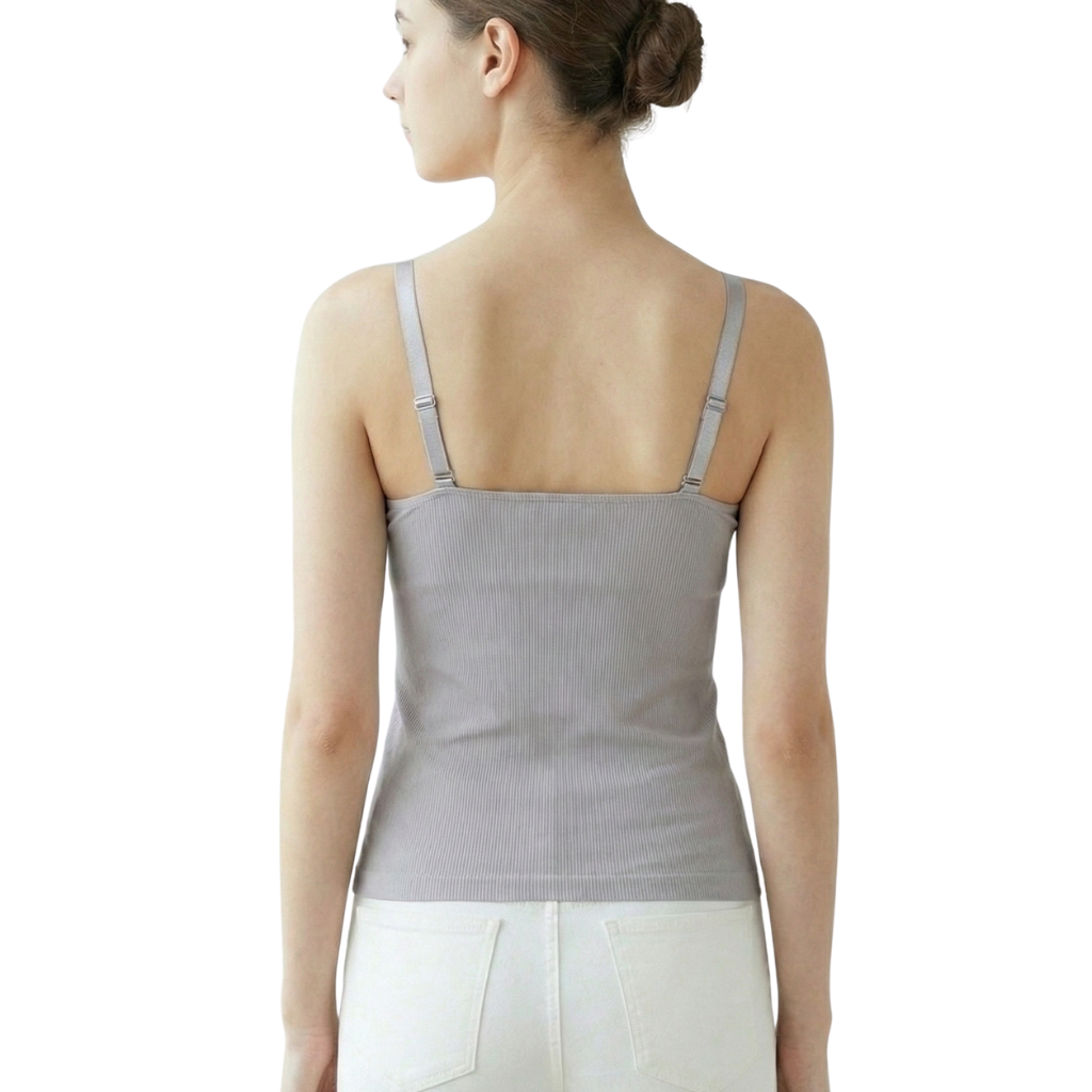 b8Women’s Seamless Ribbed Padded Camisole – Sage Green Stretchable Tank Top with Adjustable Straps (Removable Soft Pads)