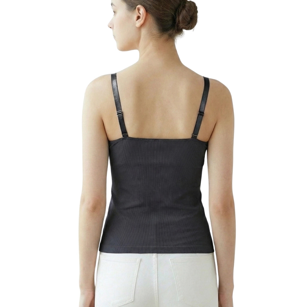 b8Women’s Seamless Ribbed Padded Camisole – Sage Green Stretchable Tank Top with Adjustable Straps (Removable Soft Pads)