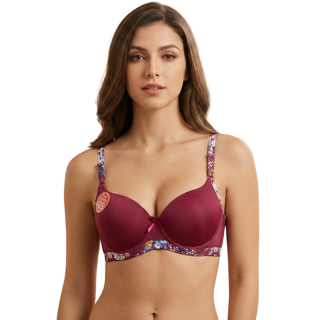 Floral Edge Comfort Bra – Soft Padded Everyday Support