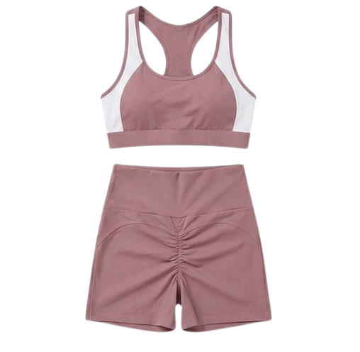 Genazy Wear Pro-Active 2-Piece Workout Set – High-Impact Sports Bra & Scrunch-Butt Biker Shorts (Removable Soft Pads)