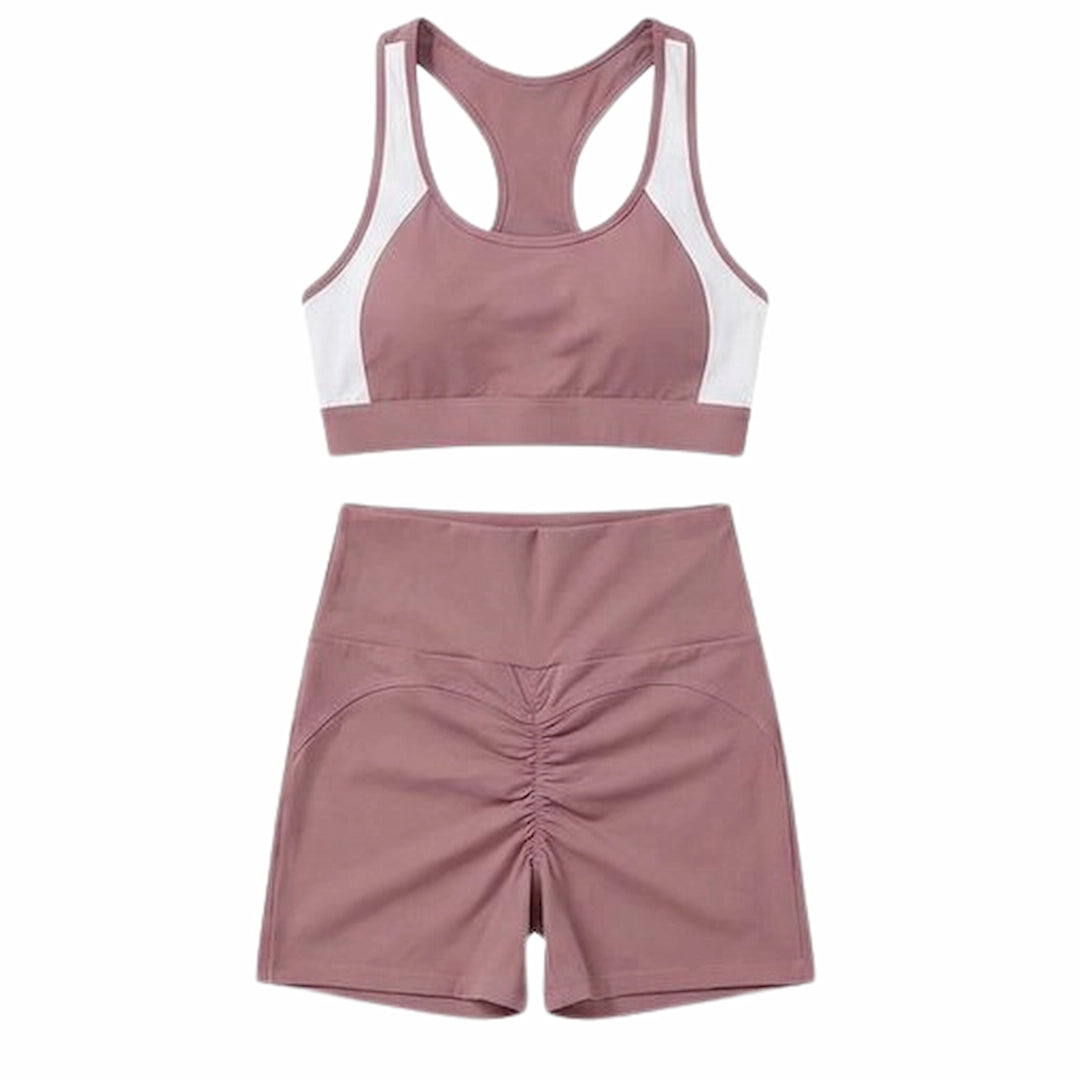 Genazy Wear Pro-Active 2-Piece Workout Set – High-Impact Sports Bra & Scrunch-Butt Biker Shorts (Removable Soft Pads)