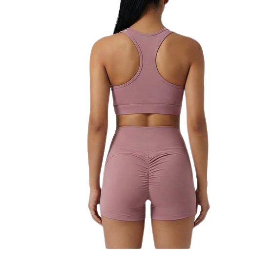 Genazy Wear Pro-Active 2-Piece Workout Set – High-Impact Sports Bra & Scrunch-Butt Biker Shorts (Removable Soft Pads)