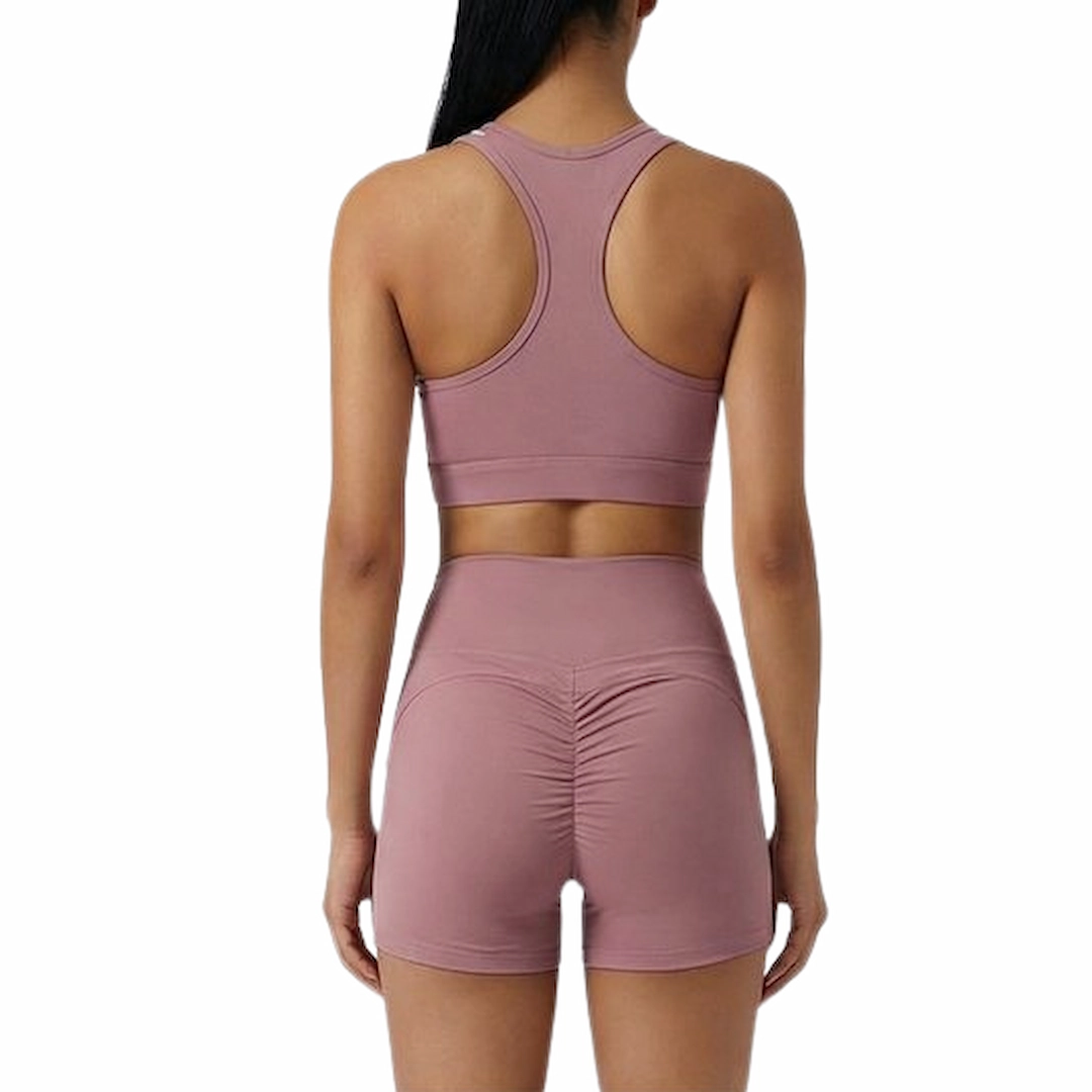 Genazy Wear Pro-Active 2-Piece Workout Set – High-Impact Sports Bra & Scrunch-Butt Biker Shorts (Removable Soft Pads)