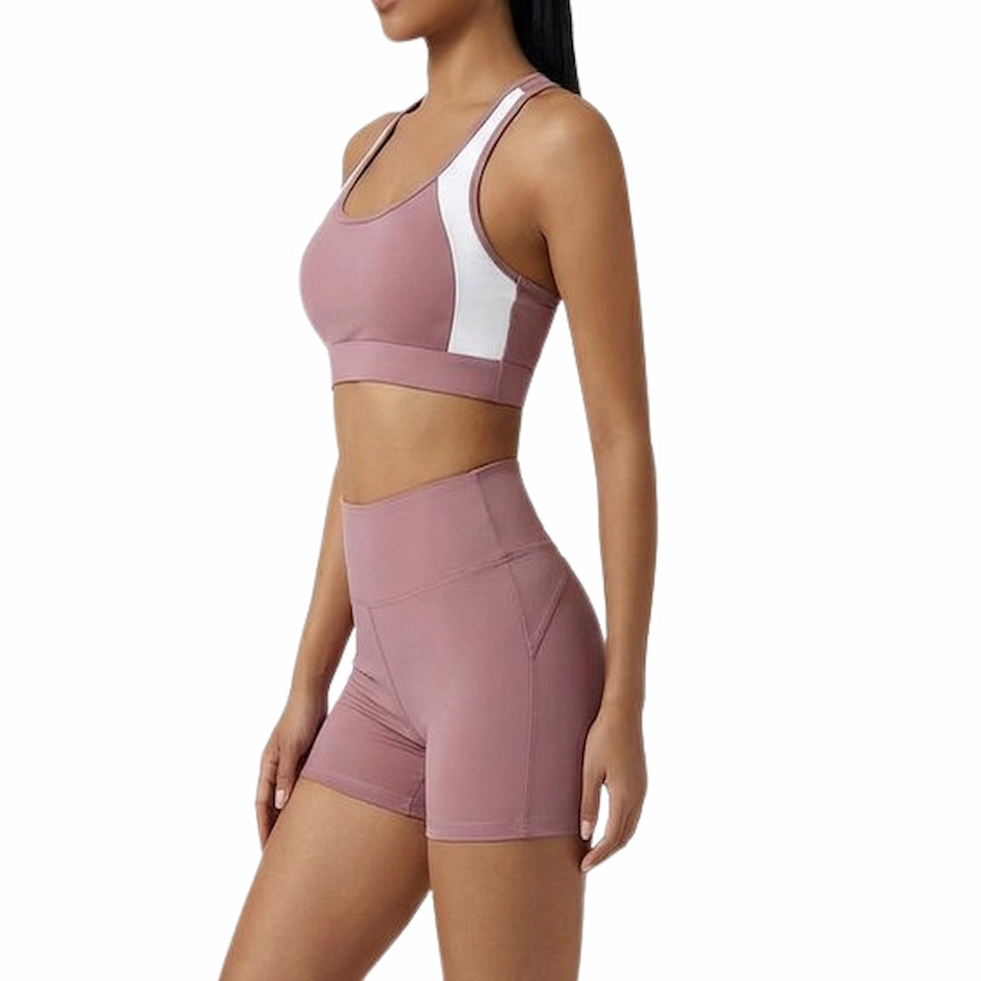 Genazy Wear Pro-Active 2-Piece Workout Set – High-Impact Sports Bra & Scrunch-Butt Biker Shorts (Removable Soft Pads)