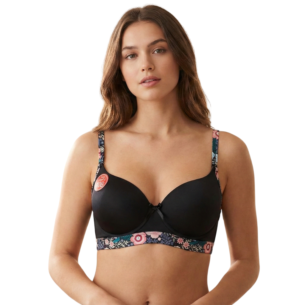 b7Floral Edge Comfort Bra – Soft Padded Everyday Support