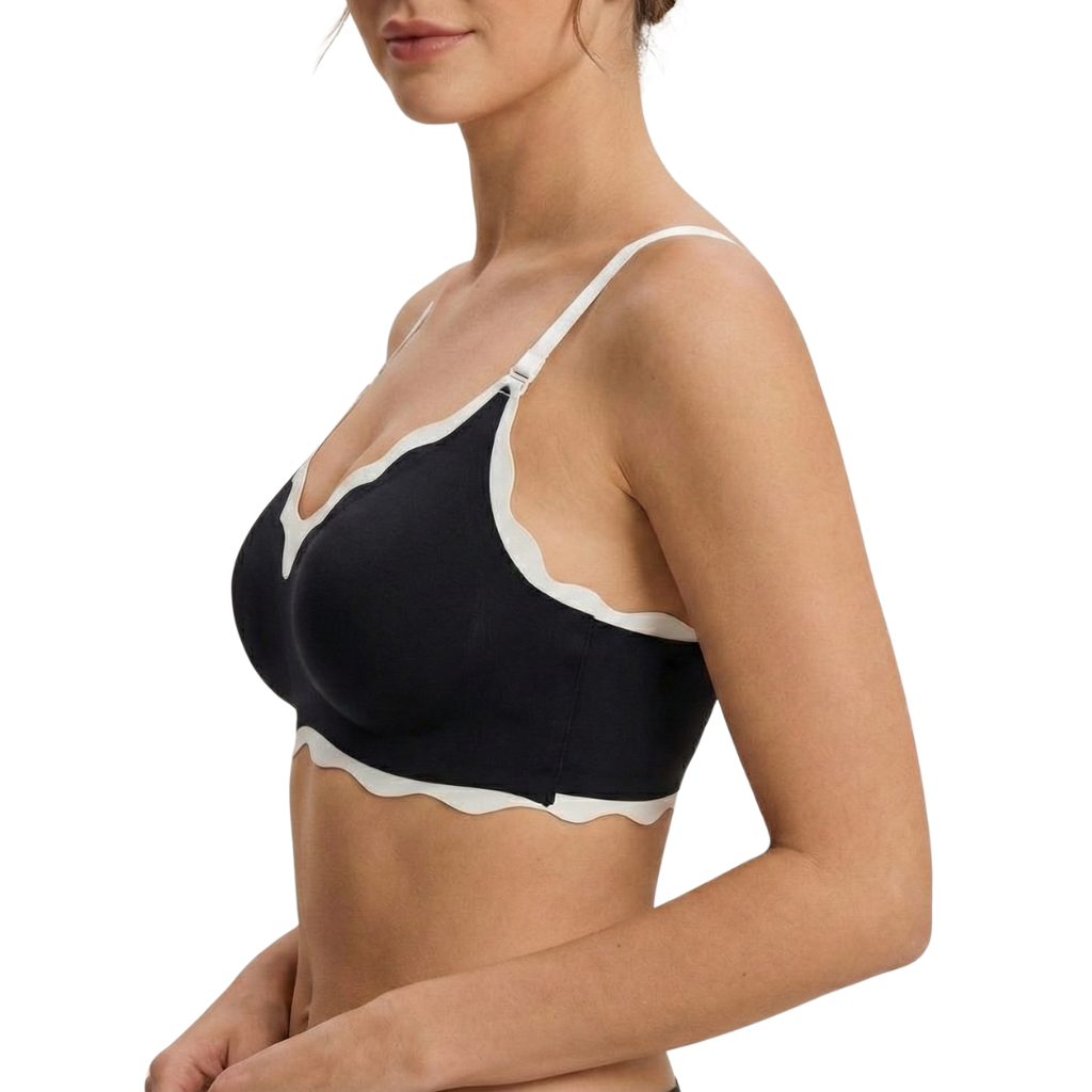 Women's Ultra-Soft Seamless Comfort Bra – Wireless Scalloped Edge Bralette with Removable Padding