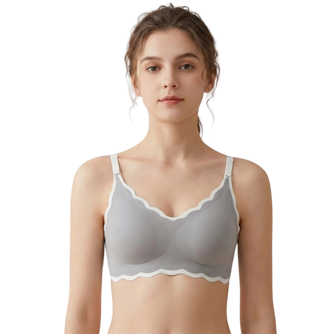 Women's Ultra-Soft Seamless Comfort Bra – Wireless Scalloped Edge Bralette with Removable Padding