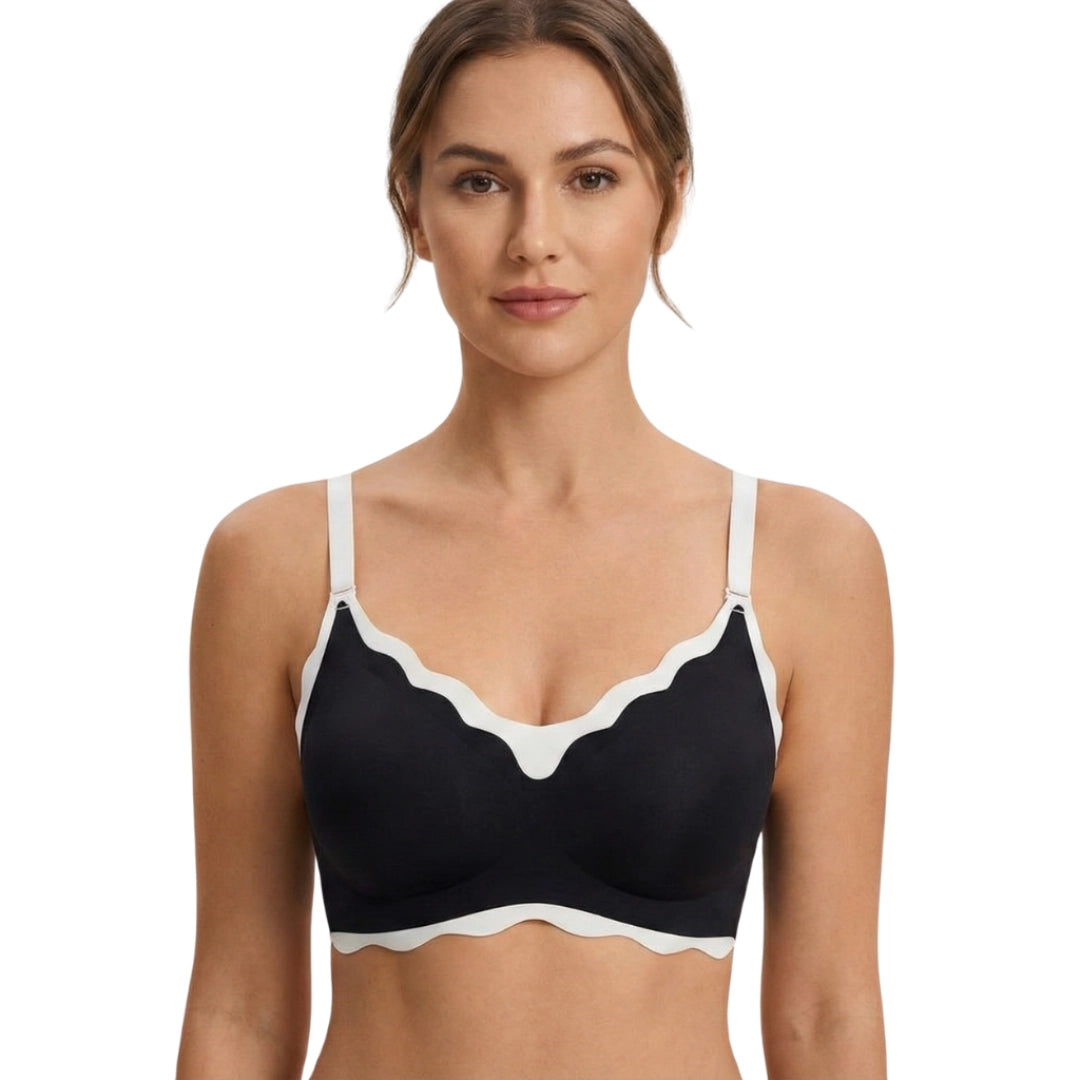 Women's Ultra-Soft Seamless Comfort Bra – Wireless Scalloped Edge Bralette with Removable Padding