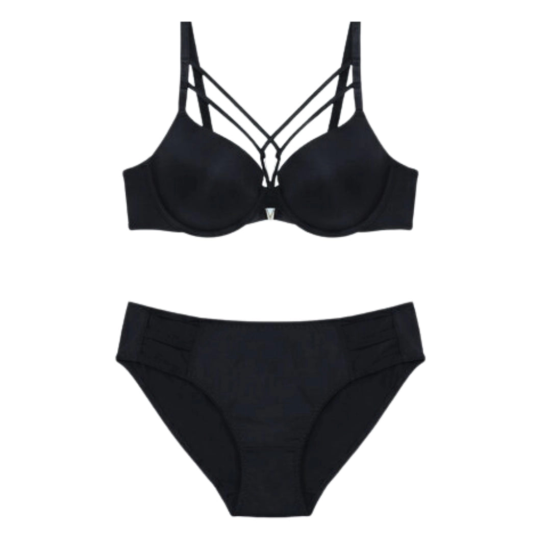 Women’s Strappy Padded Lingerie Set – Stylish Bra & Panty Set (Multiple Colors Available)