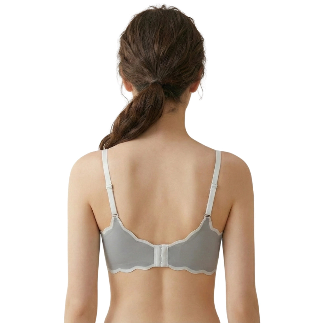 Women's Ultra-Soft Seamless Comfort Bra – Wireless Scalloped Edge Bralette with Removable Padding