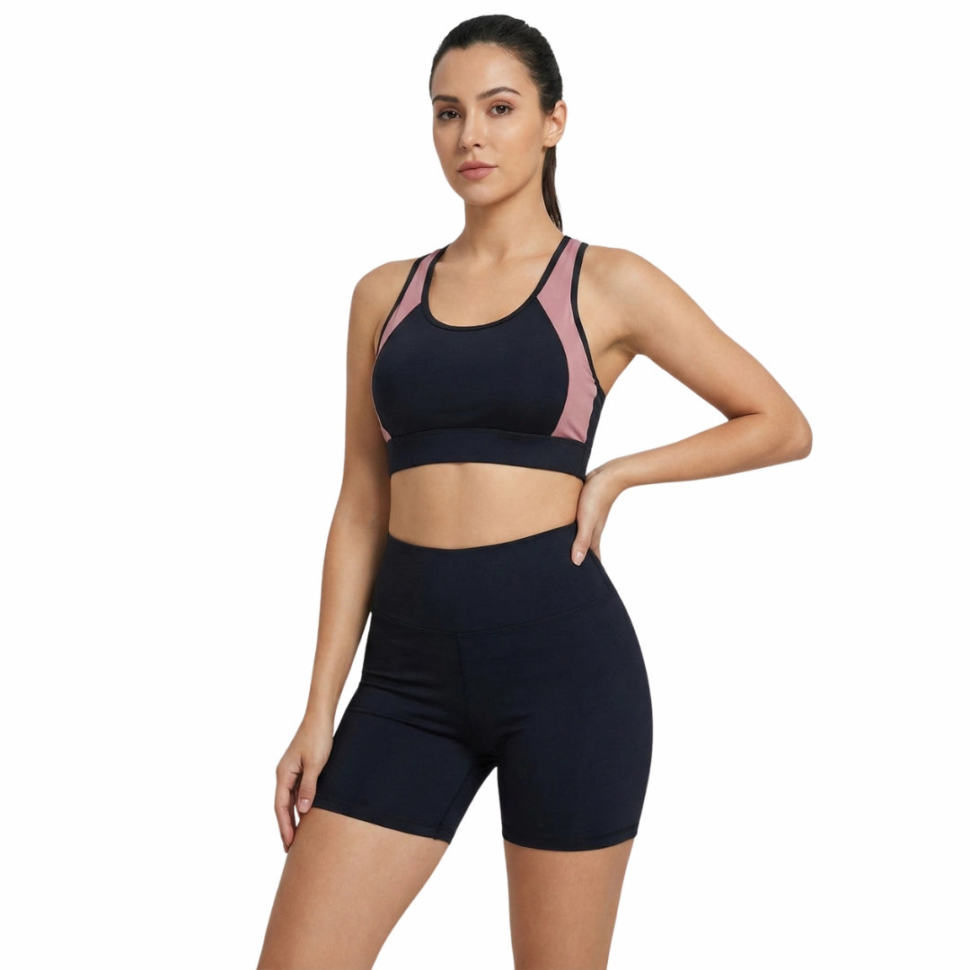 Genazy Wear Pro-Active 2-Piece Workout Set – High-Impact Sports Bra & Scrunch-Butt Biker Shorts (Removable Soft Pads)