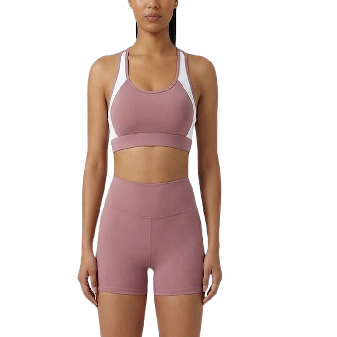 Genazy Wear Pro-Active 2-Piece Workout Set – High-Impact Sports Bra & Scrunch-Butt Biker Shorts (Removable Soft Pads)