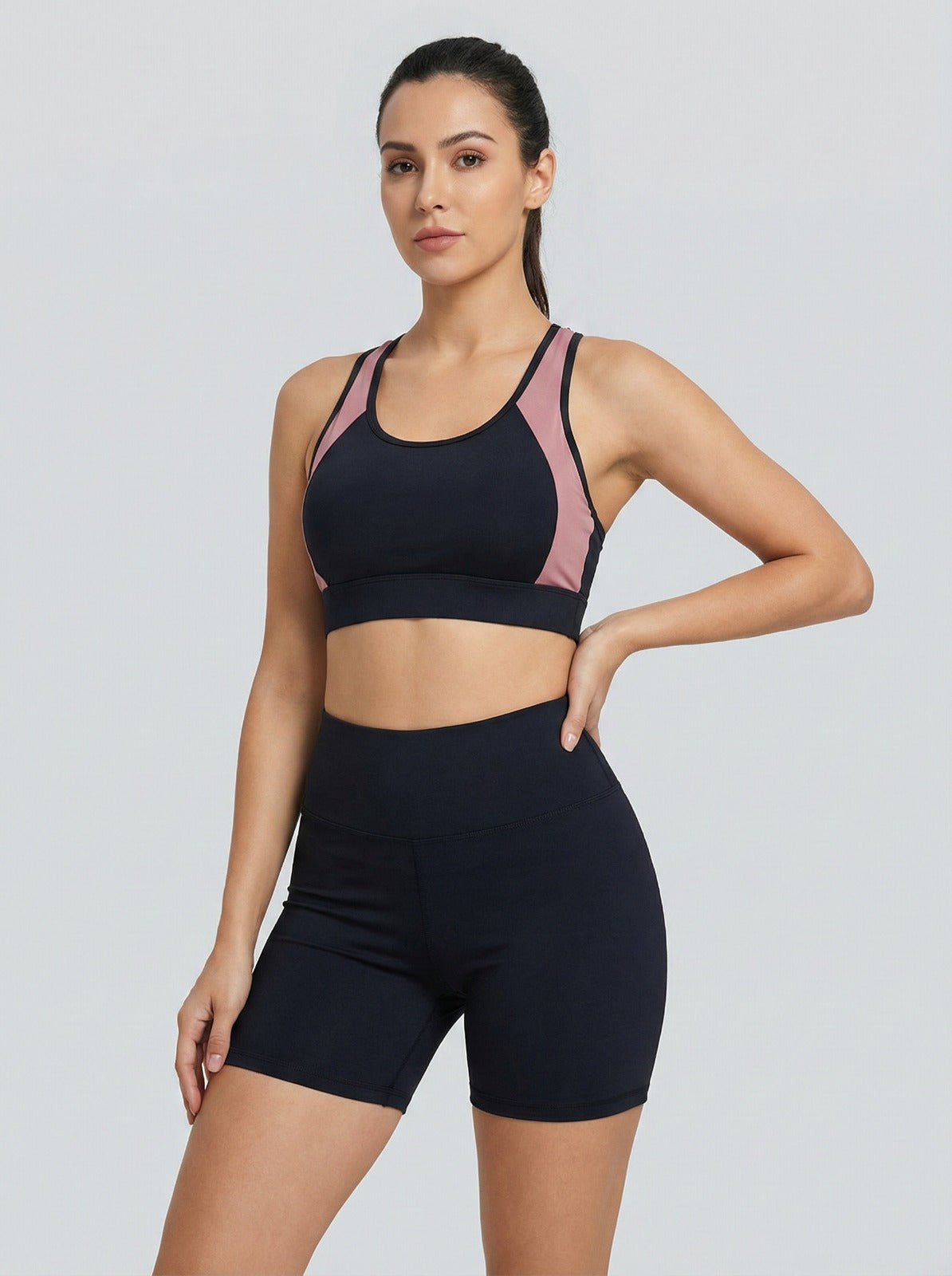 Genazy Wear Pro-Active 2-Piece Workout Set – High-Impact Sports Bra & Scrunch-Butt Biker Shorts (Removable Soft Pads)