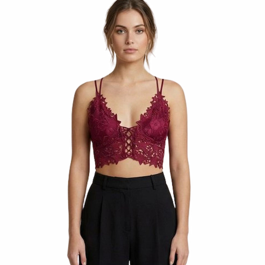 Women’s Floral Lace Bralette – Soft Padded Stylish Crop Bra (Multiple Colors Available)