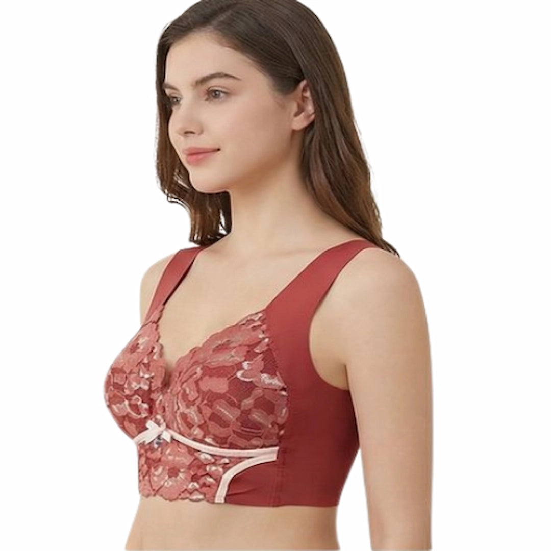 Women’s Full Coverage Floral Lace Comfort Bra – Non-Wired Soft Padded (Multi Color)